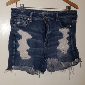 AEO destroyed denim shorts